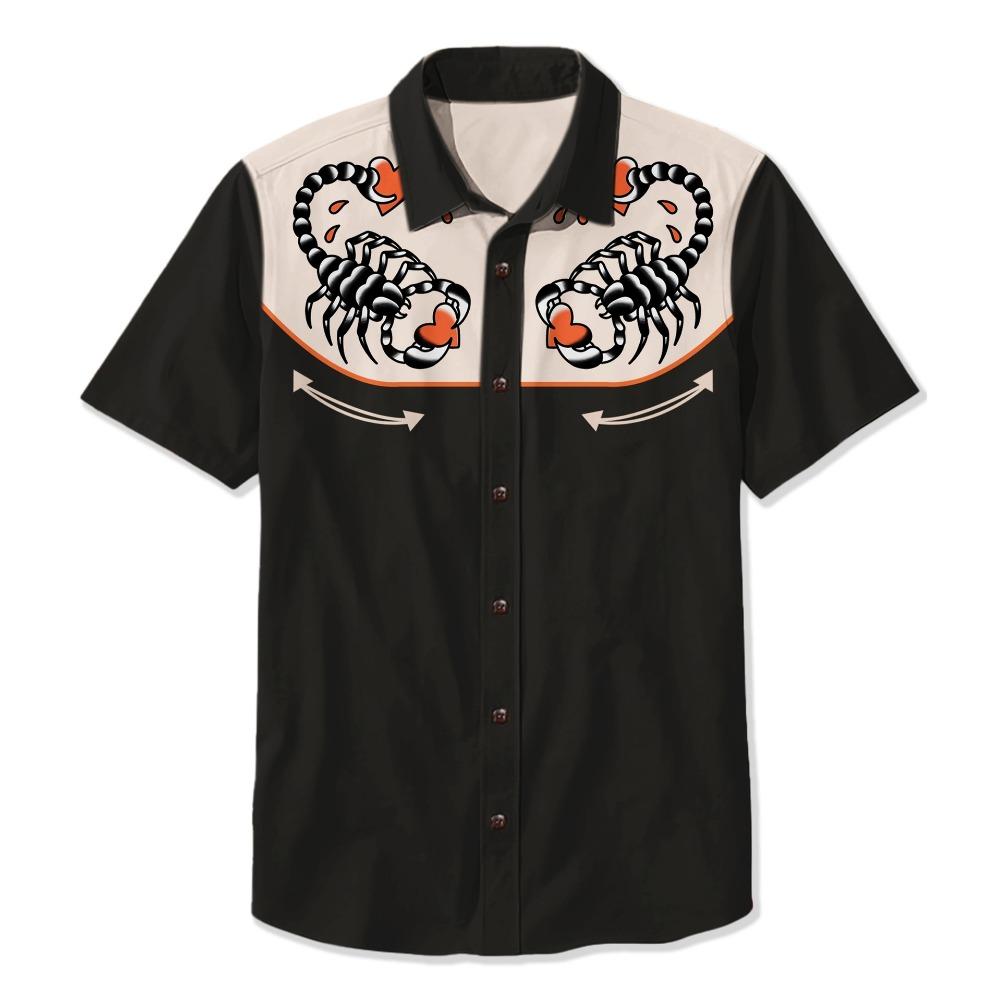 Летняя мужская рубашка в стиле вестерн с принтом в стиле отпуск, повседневная мужская рубашка с лацканами и короткими рукавами с 3D-принтом