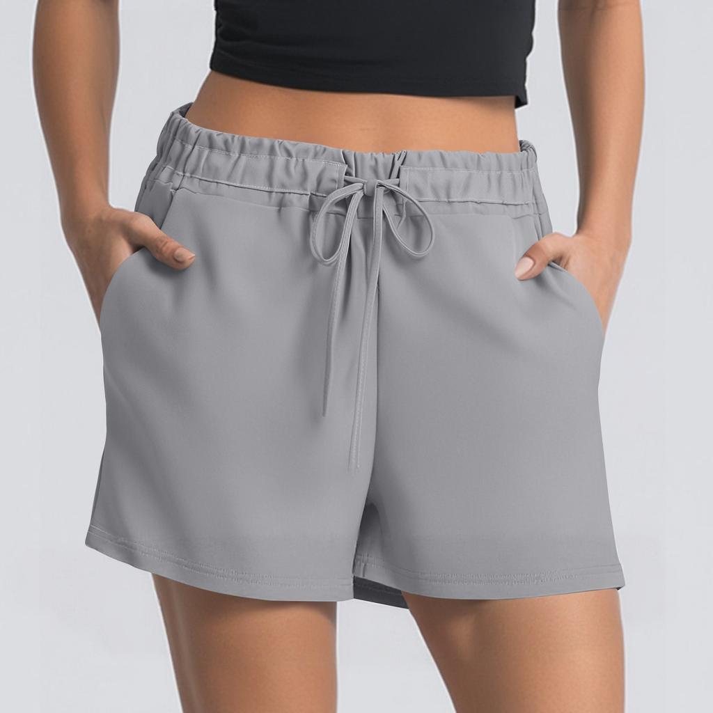 Women's Summer Drawstring Sports Shorts High Waist Casual Shorts With Pockets