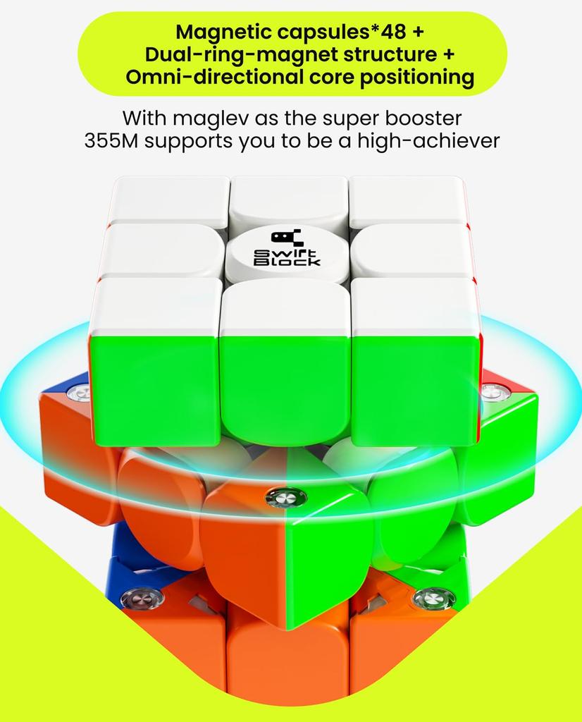 GAN Swift 3x3 Maglev 3x3 Cube with Competition 3D Puzzle [With Pouch/genuine Product] Magnet, Stickerless,