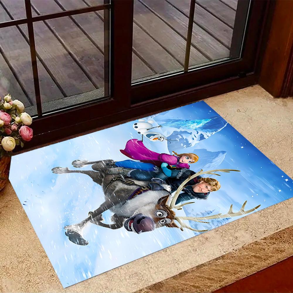 Frozen Adventure Disney Cartoon Theme Anti-Slip Rug - Polyester, Home Decor, Suitable for Bedrooms, Living Rooms, Doorways, and Studios