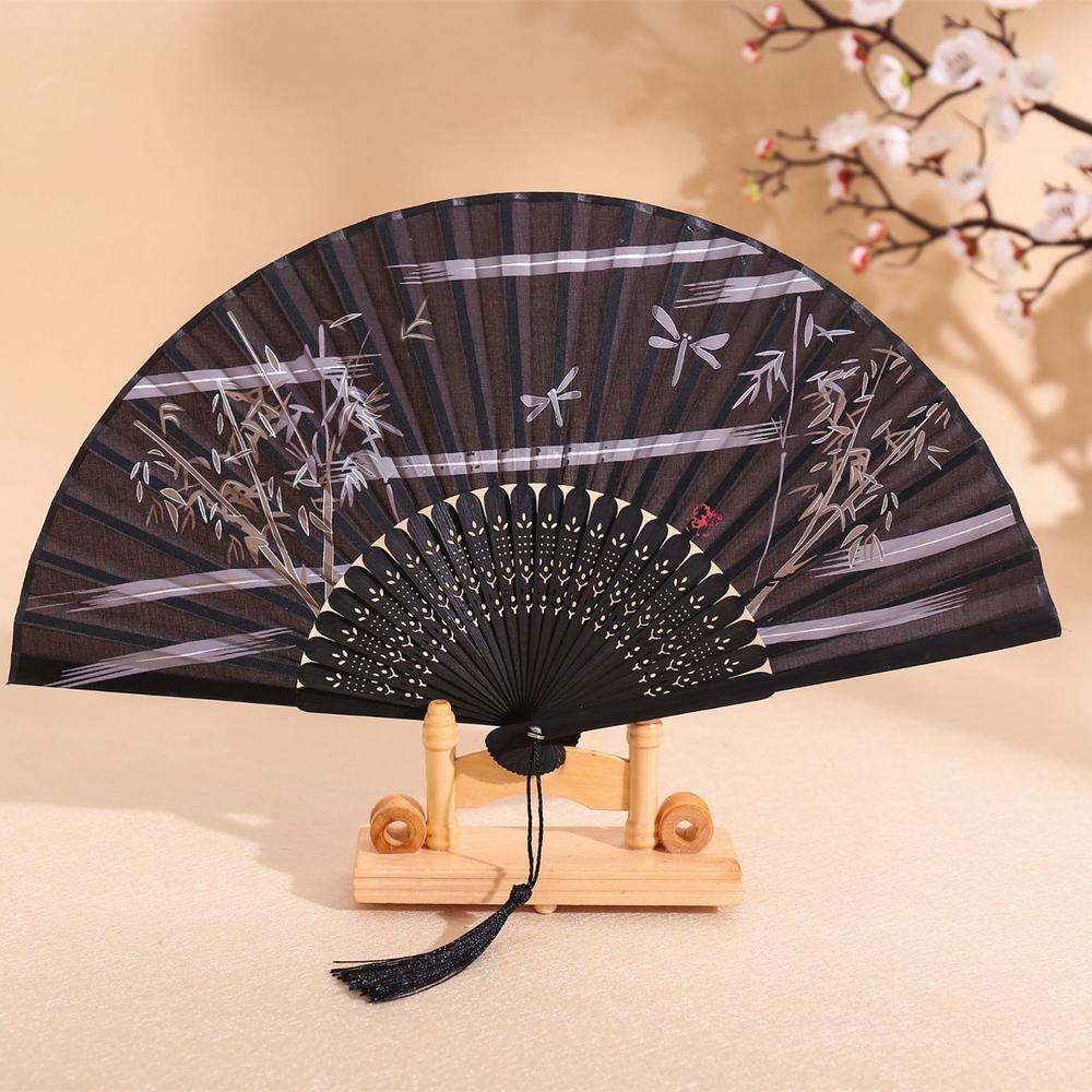 Китайские старинные тканевые веера с деревянной ручкой, художественные цветочные узоры, складной веер для классических танцев, инструмент для выступлений на вечеринках