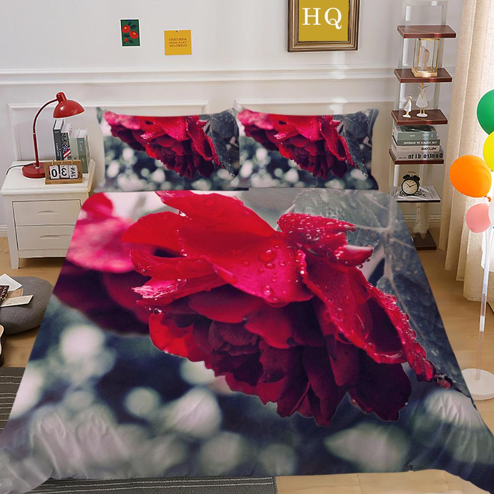 Комплект постельного белья из микрофибры с 3D принтом цветов, пододеяльник королевского размера, комплект постельного белья высокого качества для девочек, декор для спальни