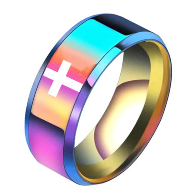 6mm 8mm Stainless Steel Cross Ring Christian Jesus Christ Lord Prayer For Men And Women