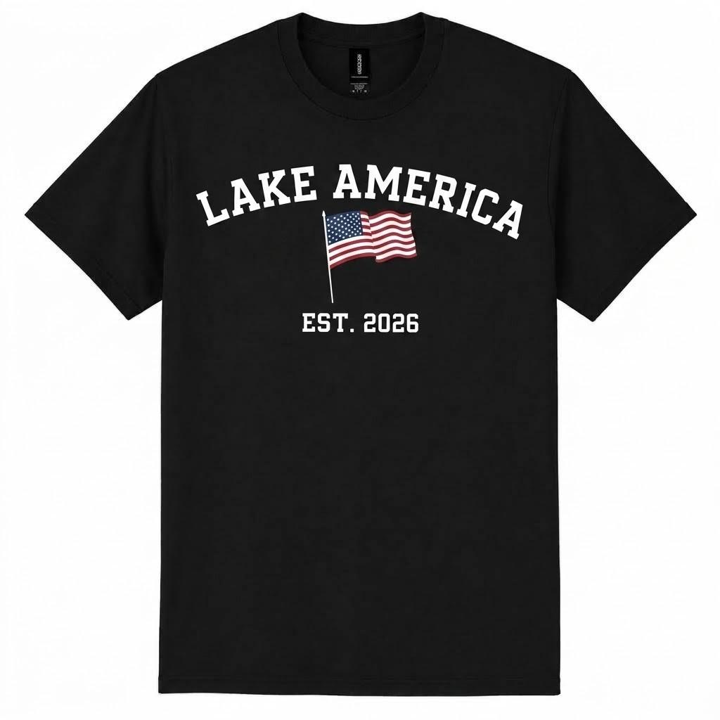 Lake America USA Flag T Shirt Est 2026 Patriotic Retro Summer Graphic Tee