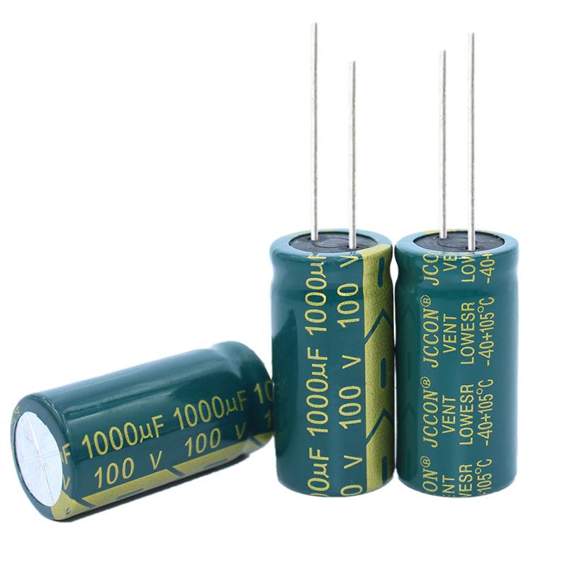 JCCON 100V 1000uF High-Frequency Low-Resistance Aluminum Capacitor 18x35