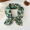 70% Cotton Linen Small Square Silk Scarf - Korean Style Floral Design for Versatile Neckwear and Decorative Use
