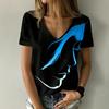 Женские модные футболки с абстрактным портретом и 3D-принтом, оверсайз, с коротким рукавом и V-образным вырезом, женский уличный стиль, футболки для девушек и женщин, топы