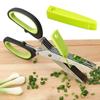 Multifunctional 5 Layers Stainless Steel Knives Kitchen Scissors Scallion Cutter Herb Laver Spices Cook Cut Shredders & Slicers