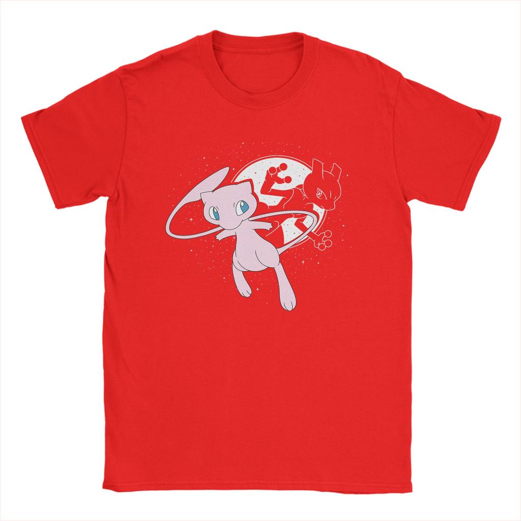 PPokemon Celestial Mew Mewtwo Moon T Shirts Mens Pure Cotton TShirt Round Collar Tee Shirt Short Sleeve Clothing New