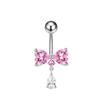 Pink Zircon Butterfly Heart Belly Button Ring For Women Stainless Steel  Flower Tassel Navel Ring Body Piercing Jewelry