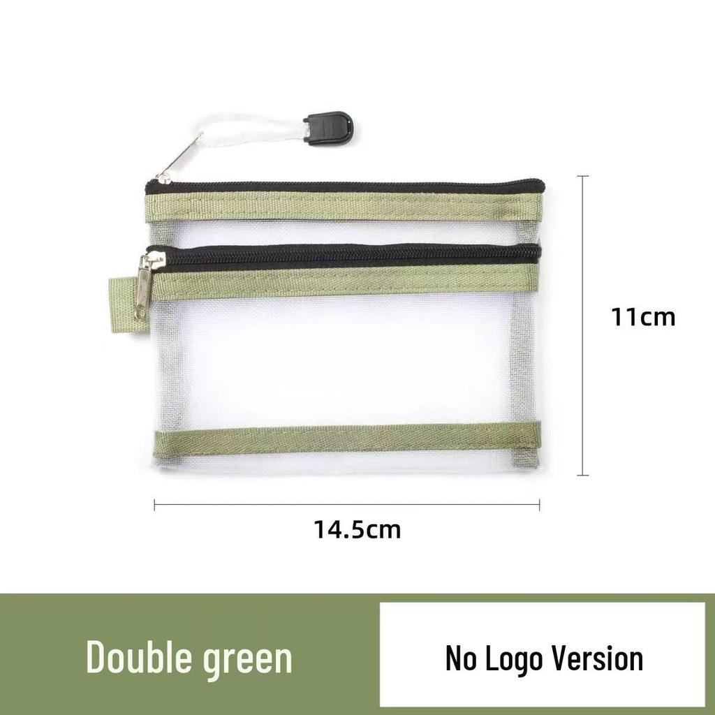 Double-Layer Card Holder & Document Storage Bag: Portable License Pouch with Zipper and Mesh for Passport & Household Registration Book