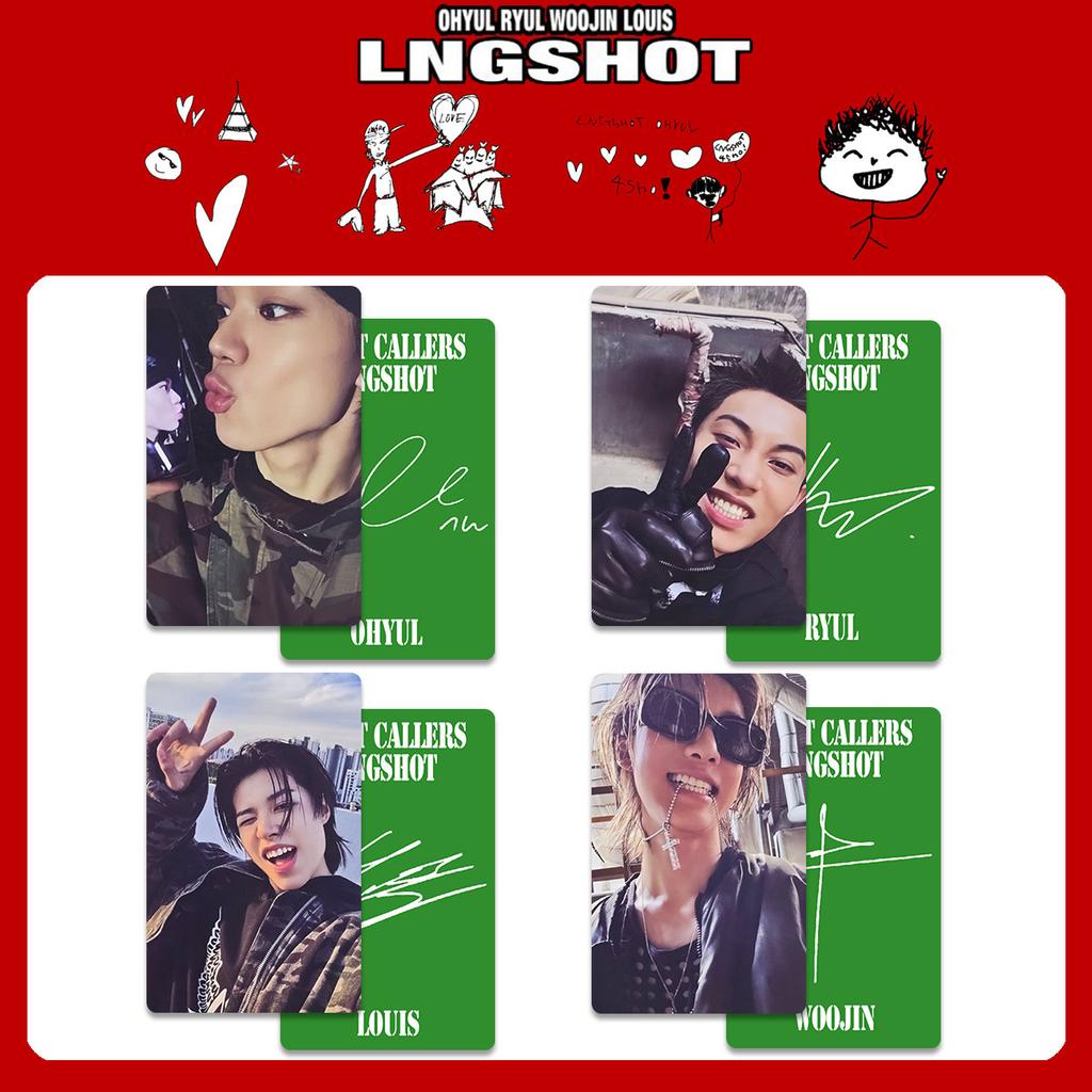 4 шт. LNGSHOT 1-й альбом SHOT CALLERS K4 Специальная карта POP-UP Магазин WVS Открытка RYUL WOOJIN LOUIS OHYUL Фанаты Яркие Карточки
