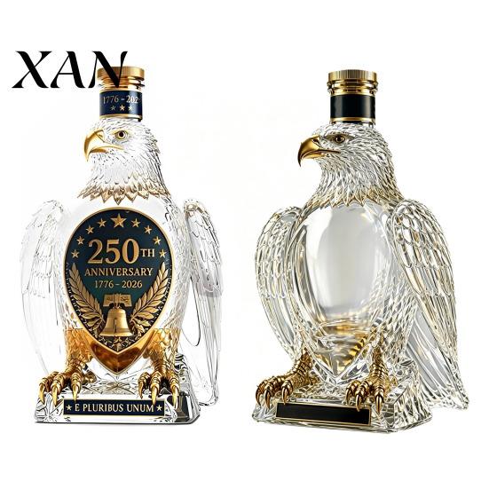 Glass Wine Decanter Eagle Shaped Whiskey Decanter, USA 250th Anniversary Commemorative Bottle with Stopper, Tasting Accessories 1776-2026 Heritage