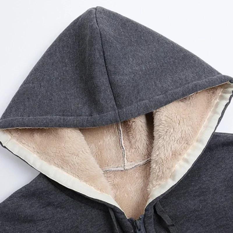 Women's Casual Zip Up Hoodie Sweatshirt Winter Warm Jacket Fleece Coat Drawstring Long Sleeve Solid Color Outerwear