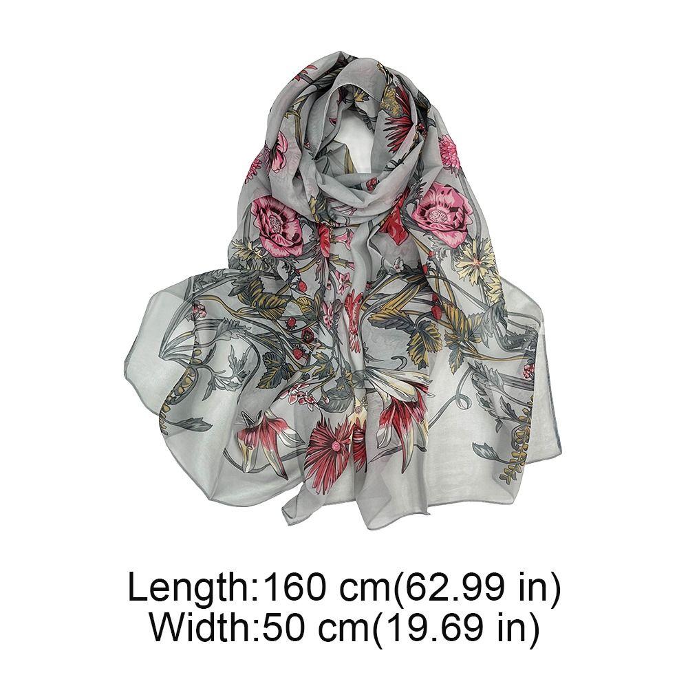 Sun-Resistant Silk Scarf Breathable Long Wraps Portable Beach Shawl for Women