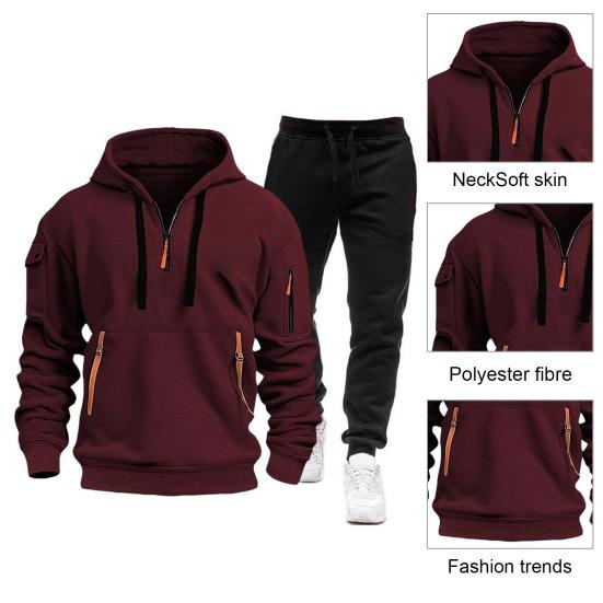 Комплект из 2 предметов: мужская толстовка, брюки, комплект с капюшоном, завязками на шнурке, длинные спортивные топы с эластичной талией, длинные брюки, однотонный мешковатый спортивный костюм