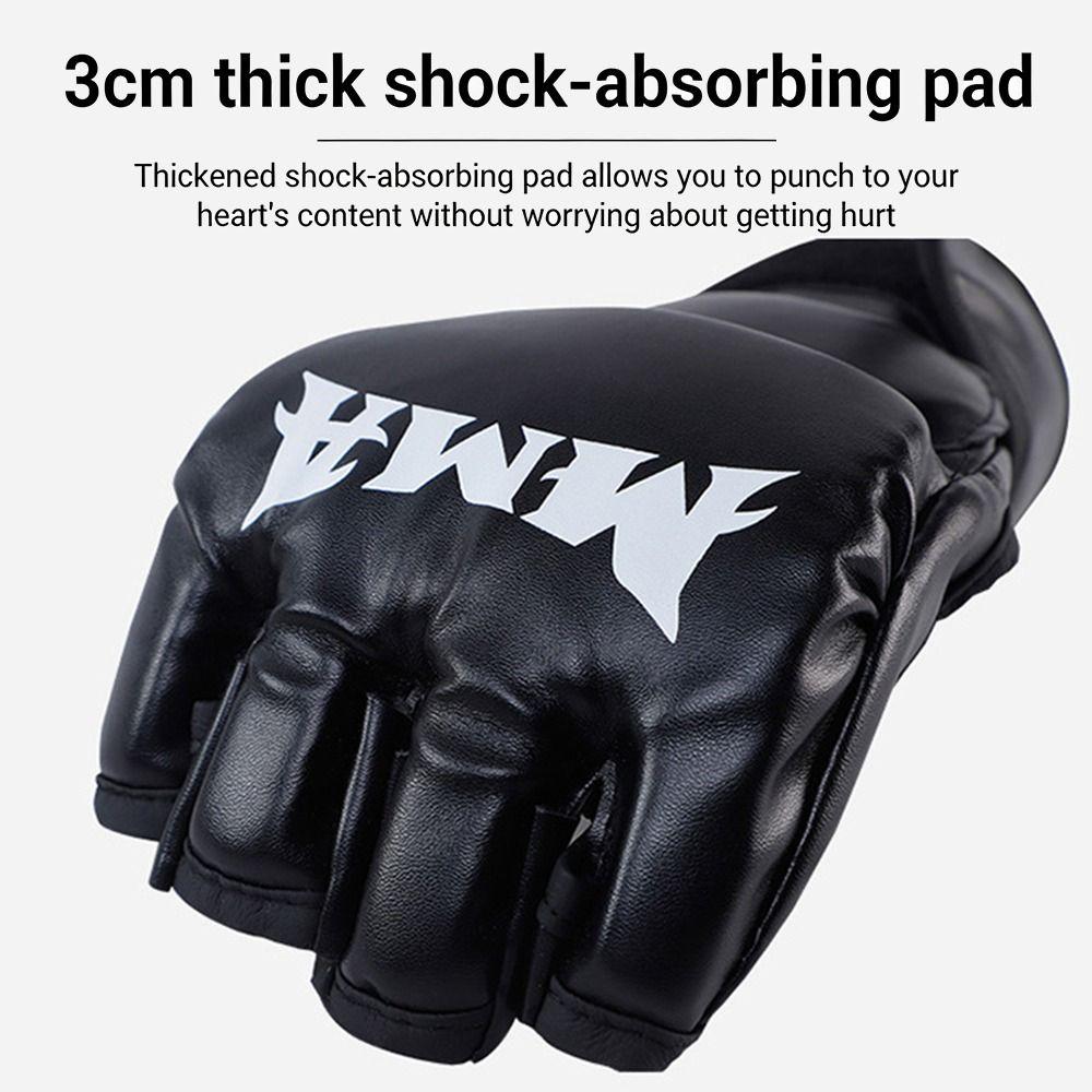 1Pair Leather Cushion Training Gloves Kickboxing Gloves for Adult Sanda Boxing UFC Training