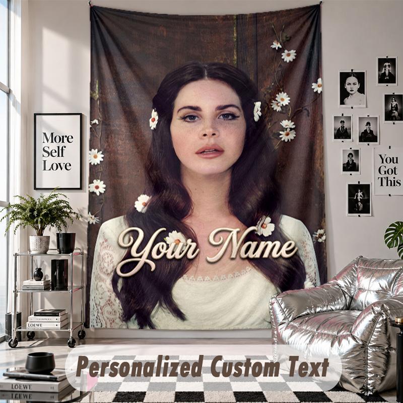 Wall Hanging Tapestry With Custom Name & Text, Lana Del Rey Decorative Tapestry For Bedroom