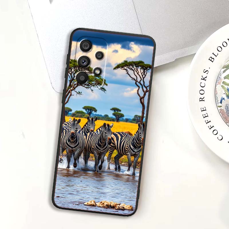 Мультяшные Аниме Животные Чехол для Телефона Для Samsung A73 A72 A71 A55 A54 A53 A52 A51 A13 A22 A16 A15 A12 A14 A26 A07 5G Черный