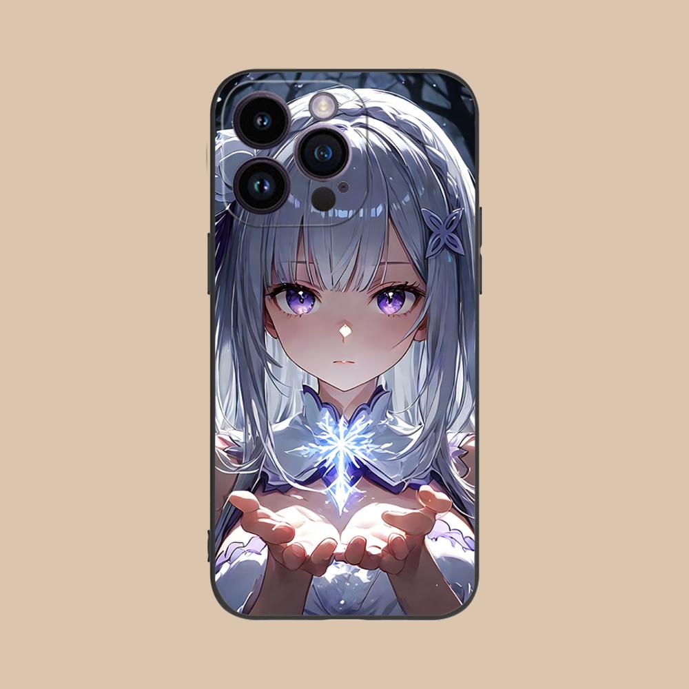 Чехол для мобильного телефона ReZero Emilia Waifu для iPhone 17 16 15 14 13 12 11 X XR XS 8 7 Air Pro Max Plus Mini Цветной Чехол Роскошный