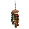 Bird Parrot Cage Toys Coconut Shell Colorful Wood Blocks Bird Chewing Toy for Large Medium Parrot Birds
