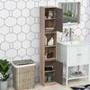 Narrow Bathroom Cabinet, Slim Bathroom Storage Unit with Open Compartment, Freestanding Storage Cupboard with Adjustable Shelves for Small Spaces