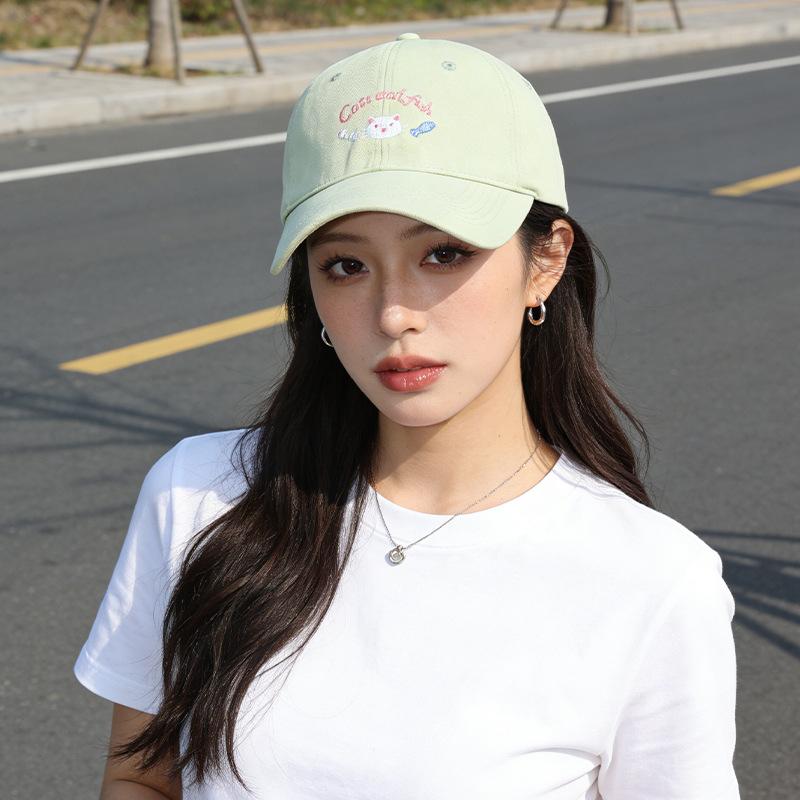 Sweet cute kitten embroidered hat women's fashion dopamine baseball cap face small shade cap