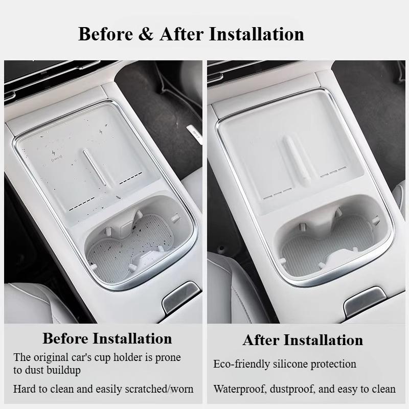 For XPeng G6 2025 Car Central Control Wireless Charging Silicone Pad Anti-slip Water Cup Holder Insert Mat