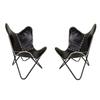 2BlackLeather Vintage Relax Arm Butterfly Chair Folding Seat Modern Sling Lounge