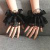 Cosplay Maid Pleated Flared Wrist Cuffs with Lace Flower Pattern Decors Detachable Wrist Woman Clothing Accessory