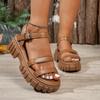 Woman Sandals 2025 Luxury New Thick Sole Sandals Wrap Toe Hollow Outs Roman Shoes Women Ver Platform Shoes Woman