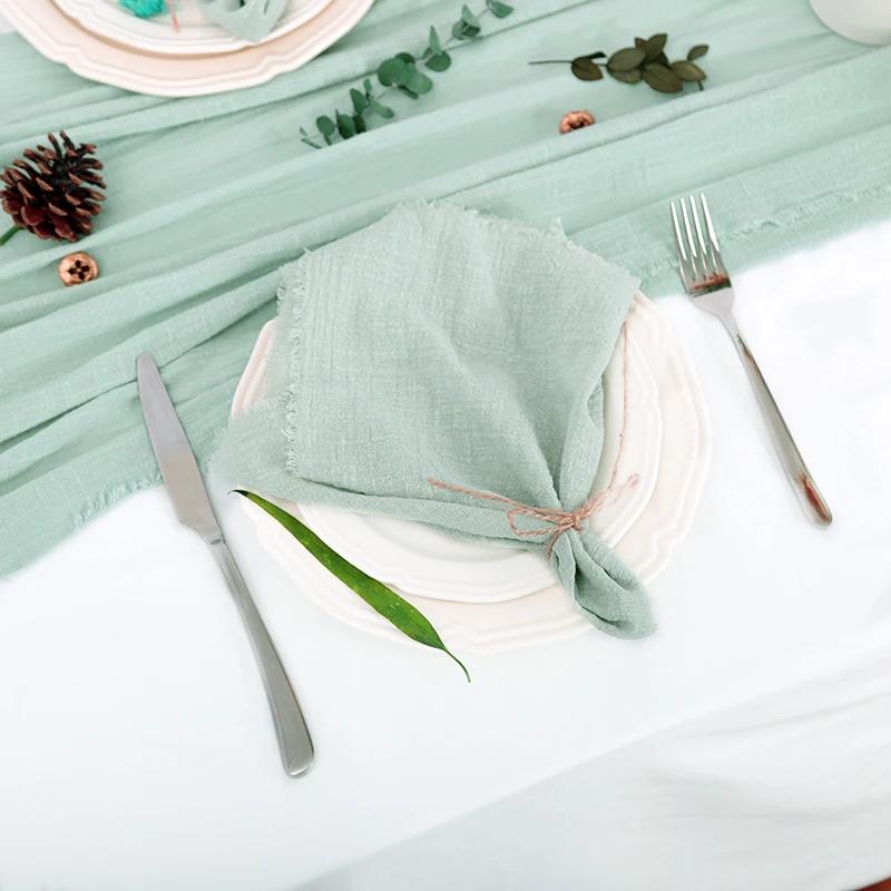 Рождественские дорожки для стола деревенская хлопковая марля обеденная мешковина ретро текстура репейника винтажные свадебные принадлежности льняные украшения для дома