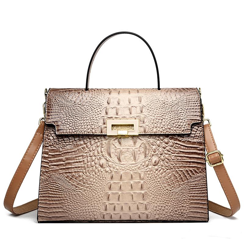 Женская сумка новая с крокодиловым узором портативная ретро на плечо через плечо большой вместимости