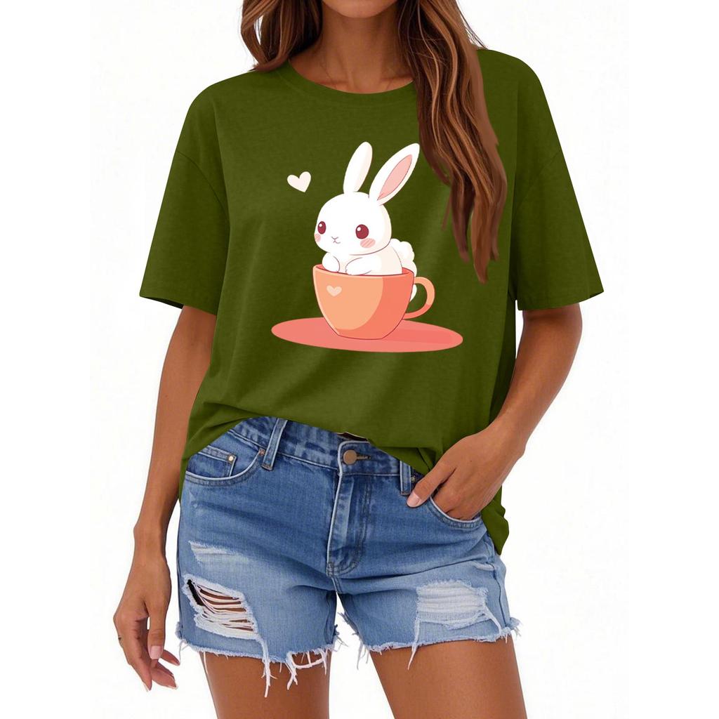 Женская повседневная футболка с круглым вырезом и короткими рукавами с принтом