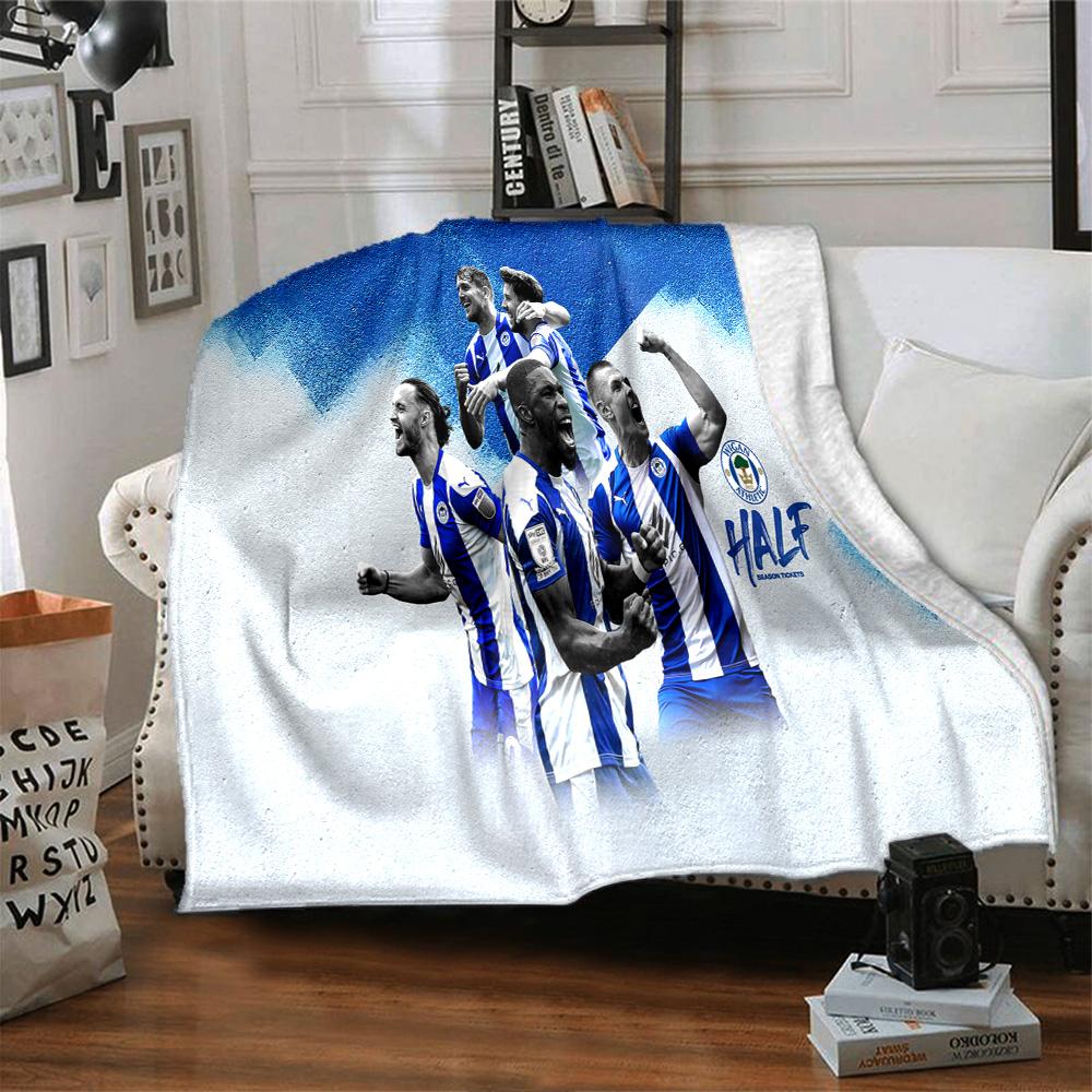 Wigan Crest Flannel Blanket, Soft Polyester, Modern Design, All-Season for Camping, Travel, Gifts for holidays or birthdays