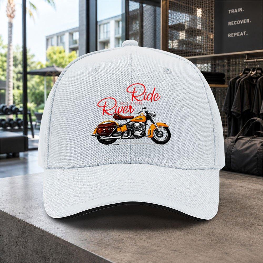1pc Easy Motorcycle Pattern Mens Sandwich Baseball Cap Unisex Style Easy Lightweight Adjustable Outdoor Duckbill Cap Suitable F