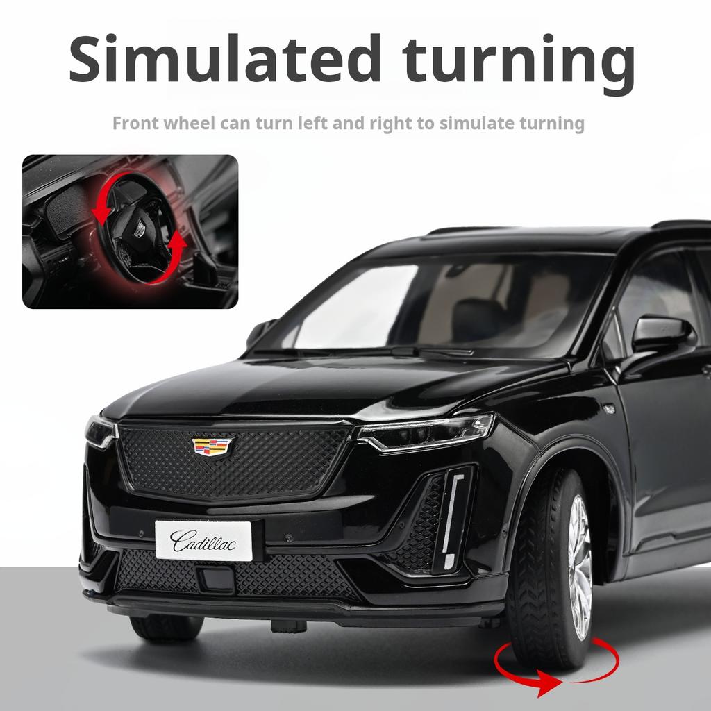 1:24 Cadillac XT6 Officially Licensed u46 Exquisite Alloy Simulation American Family SUV Car Model Decoration Light & Sound