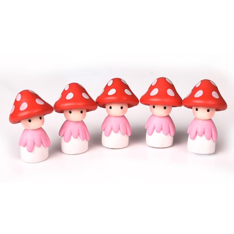 4Pcs/set Mushroom Doll Figures Decor Mini Fairy Garden Micro Landscape
