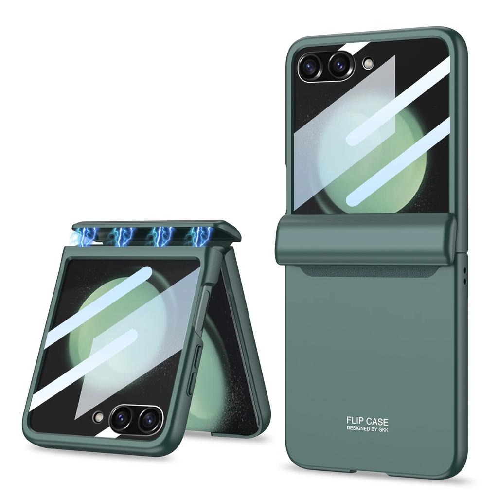 Гальванический чехол для телефона с большим окном для Samsung Galaxy Z Flip 5 5G, защита от падения, противоударный защитный чехол