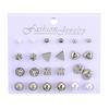 11 Style Fashion Simple Alloy Heart Pearl Crystal Earrings Set Female Charm Jewelry Party Gift.