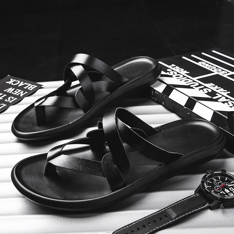 Уличные мужские пляжные сандалии, уличные римские тапочки, удобные полуботинки, новые повседневные ленивые туфли, нескользящие полускользящие шлепанцы