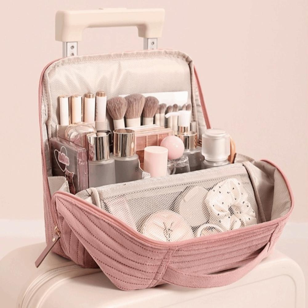 New Stands up Cosmetic Bag Waterproof Short Toiletry Storage Bag Large Capacity Multi-pocket Makeups Bag Travel Use
