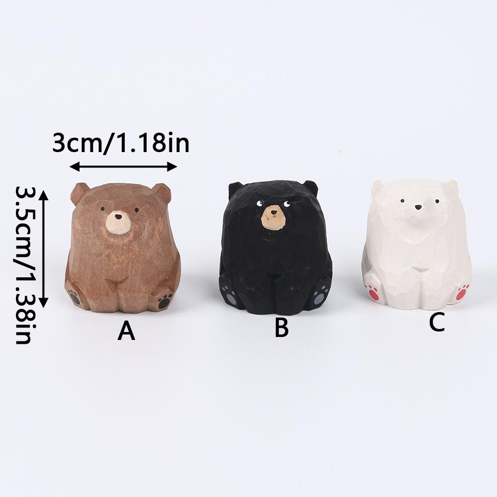 Мини Деревянная Фигурка Медведя Ручной Работы Миниатюрная Фигурка Белого Медведя Животное Фигурки Офис Домашний Декор Искусство Резьба Работа
