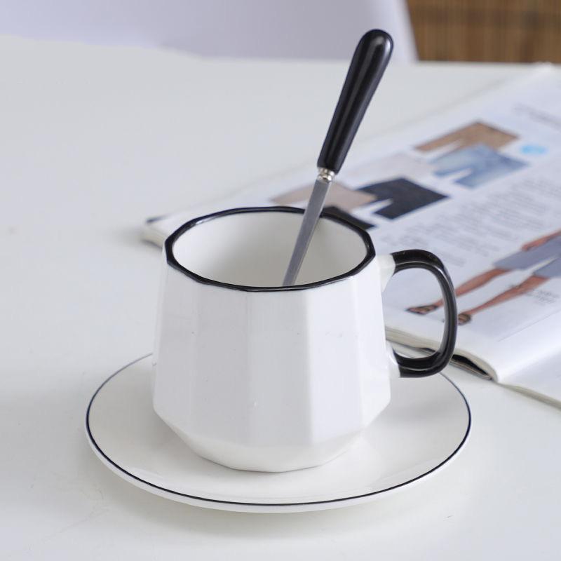 Simple Solid Color Mug Coffee Cup and Plate Two Piece Set Nordic Style Ceramic Water Cup Coffee Cup Milk Cup Breakfast Cup