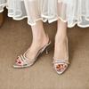 Stylish Women's Shoes Sandals Summer New Sexy Backless Heels Rhinestone Elegant Pointy Toe Transparent PVC Party Shoes