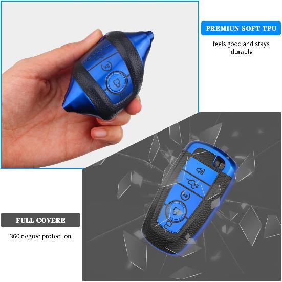 QBUC Чехол для брелока Ford, Чехол для ключа с брелоком для Ford, Полностью защитный чехол-оболочка для брелока автомобиля Mustang Raptor Fusion