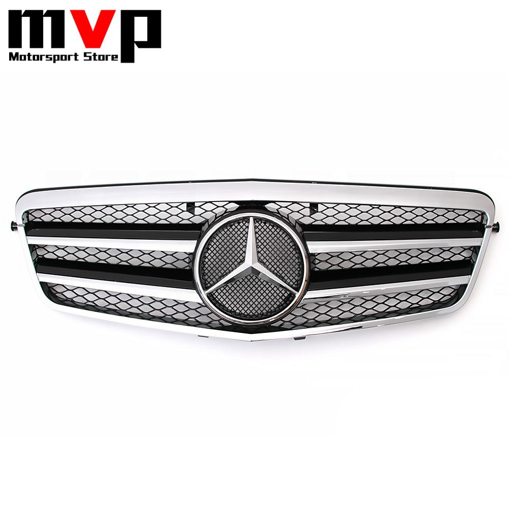 Chrome Black AMG Style Racing Grille With Emblem Logo Badge For Mercedes Benz E-Class W212 2009-13 E200 E250 E300 E350 E500 E550 uuu1
