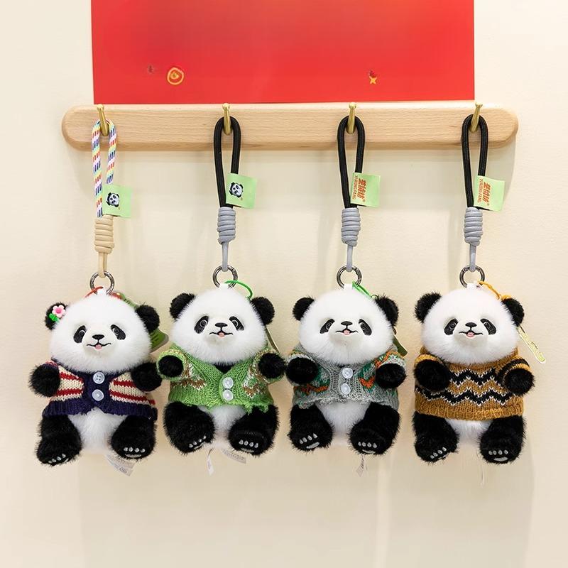Yirongfang Dressing Panda Мобильный телефон Клип Кукла Плюшевая кукла Мультфильм Милая Панда Креативный Мобильный телефон Подвесное украшение