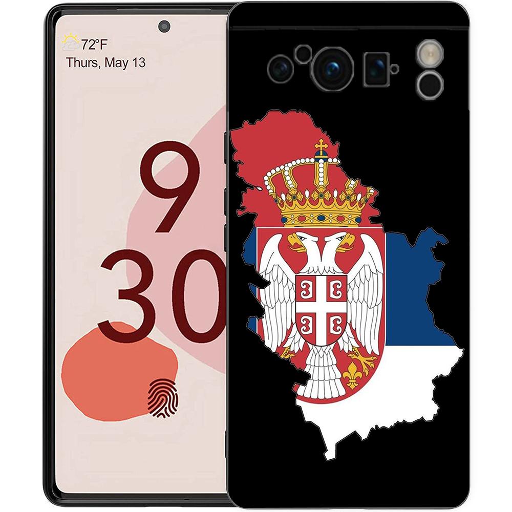 Чехол для телефона с флагом Сербии для Google Pixel 8 7 6 Pro 6A 5G, черный, мягкий, противоударный, задняя крышка, силиконовый чехол из ТПУ