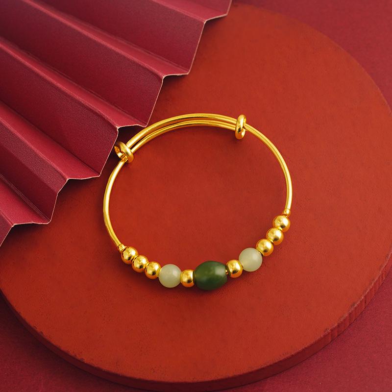 Браслет Kuaishou из нефрита с регулируемым размером: Браслет женский в стиле «Национальный тренд» на удачу, с искусной работой